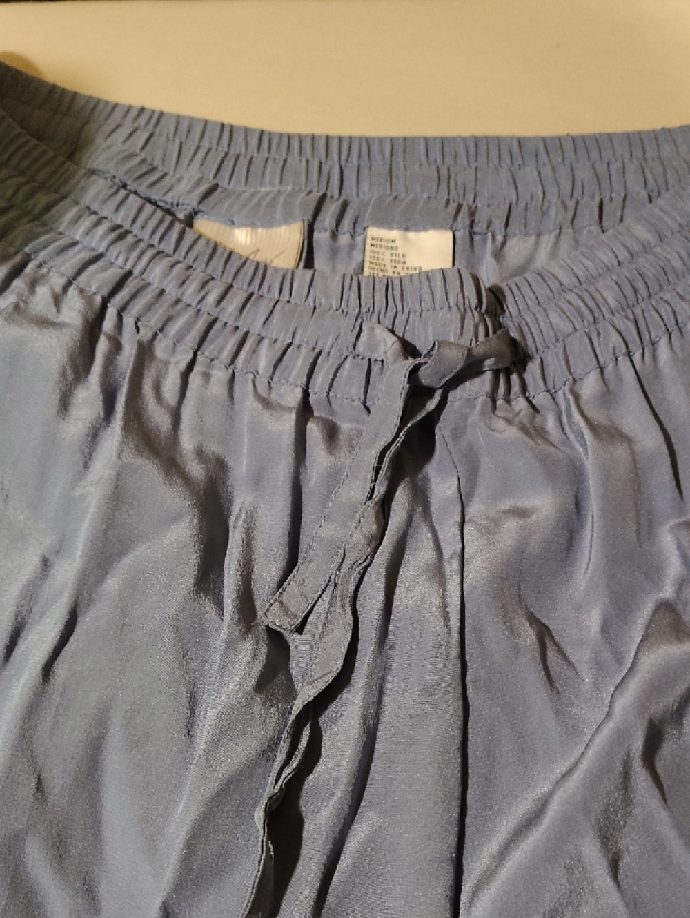 Vintage Wide-Leg Women's Light Blue 100% Silk Pants - Picture 4 of 7